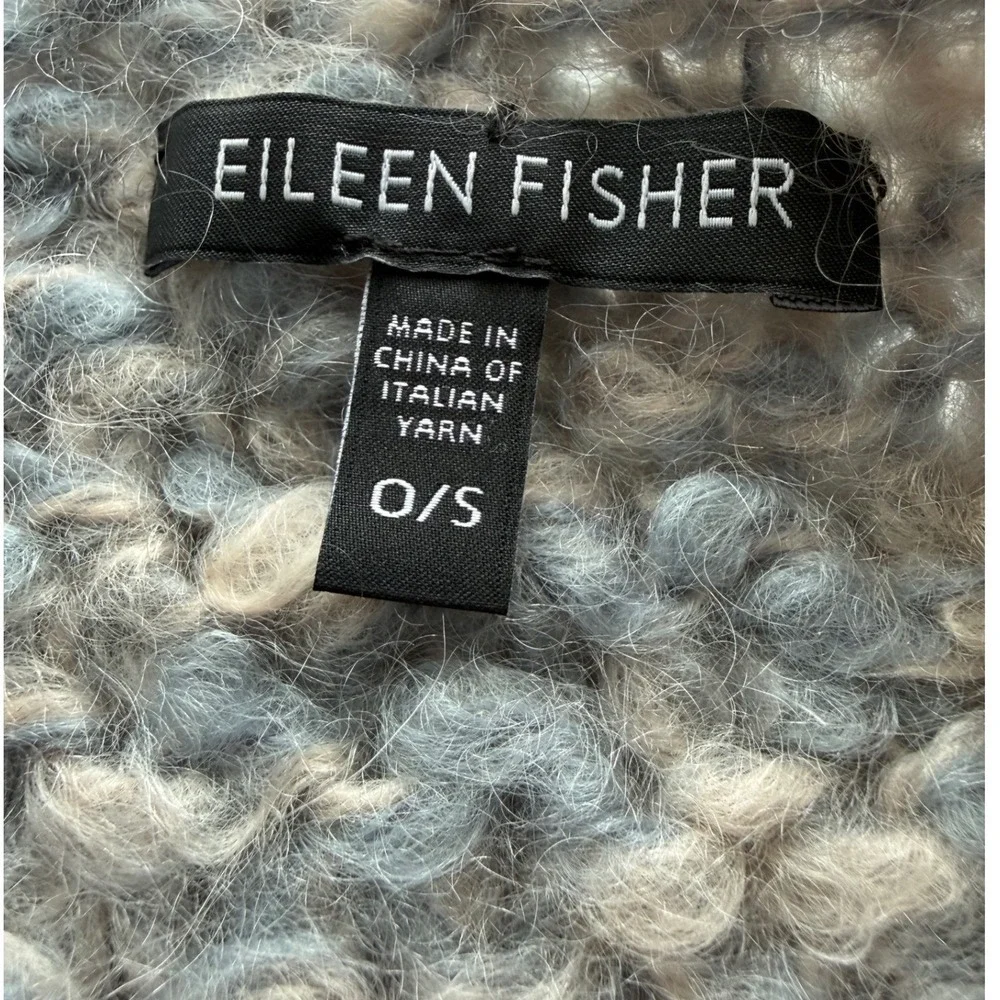 Eileen Fisher Thick Cowl Infinity Scarf Neck Warmer Gray Sequins Italian Yarn
